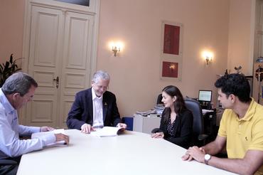 Edgar Meurer, José Fortunati, Silvia Gonçalves e William Machado em reunião