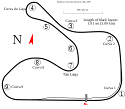 Mapa do traçado do Autódromo Internacional de Tarumã (Divulgação)