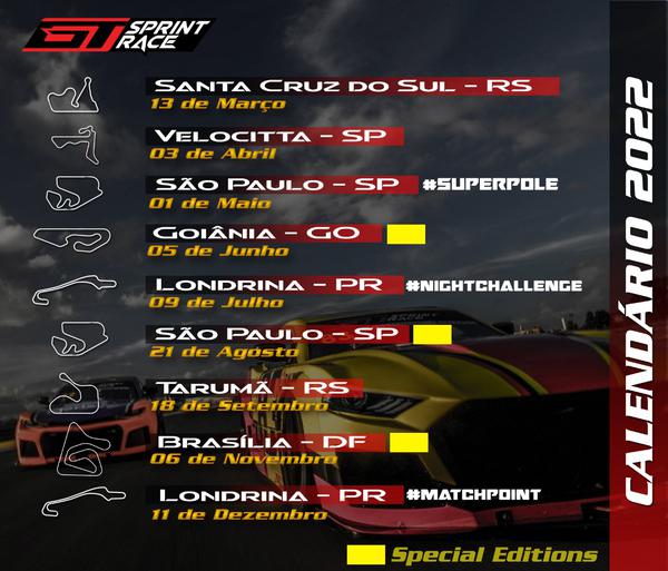 Calendário da GT Sprint Race 2022 (Divulgação)